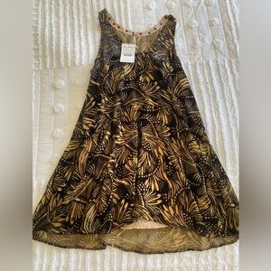 Free People Dress Extra Small Ellie Burnout Black & Tan Velvet.